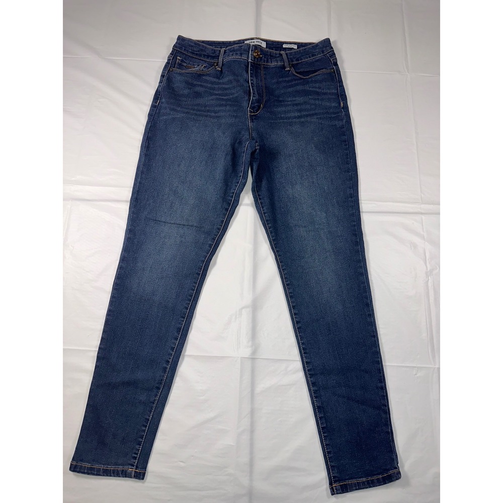 Nine West Jeans Womens 10 Cigarette High Rise Skinny Dark Wash Blue Denim Pants